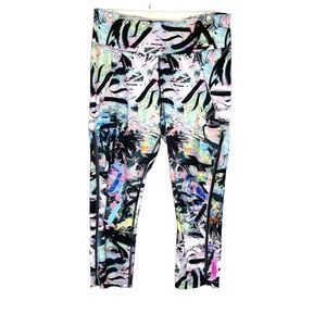 Betsey Johnson Womens Leggings Medium Crop Mid Rise Give Love Get Love Workout